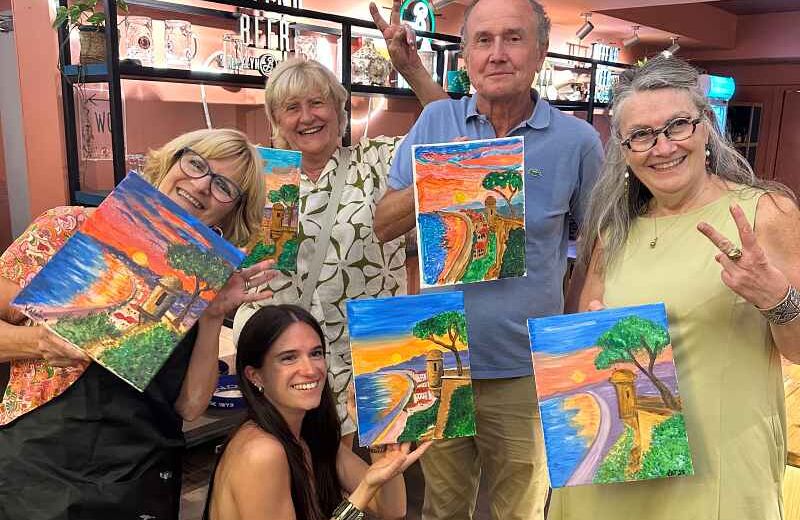 paint night Nice, creative night out Nice, wine and art workshop, evening activity Nice, what to do in Nice at night