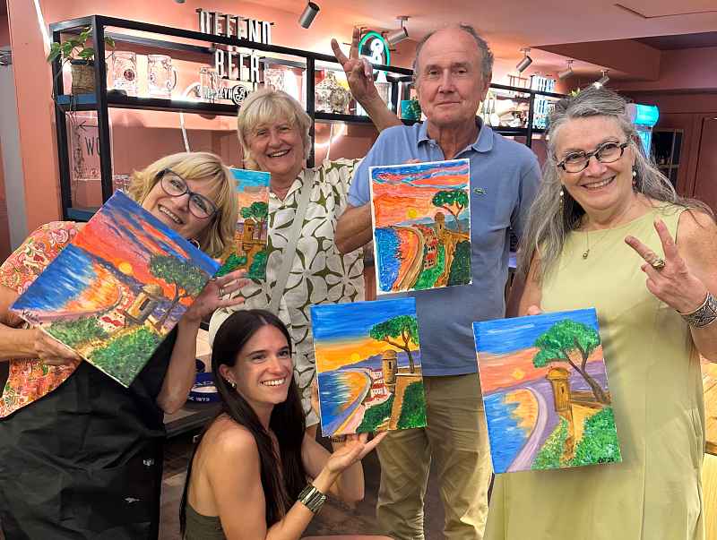 paint night Nice, creative night out Nice, wine and art workshop, evening activity Nice, what to do in Nice at night