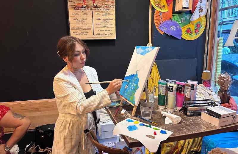 atelier aquarelle à Nice, atelier peinture acrylique accessible à Nice, apéro artistique Halloween, peinture gouache Nice, soirée créative Nice